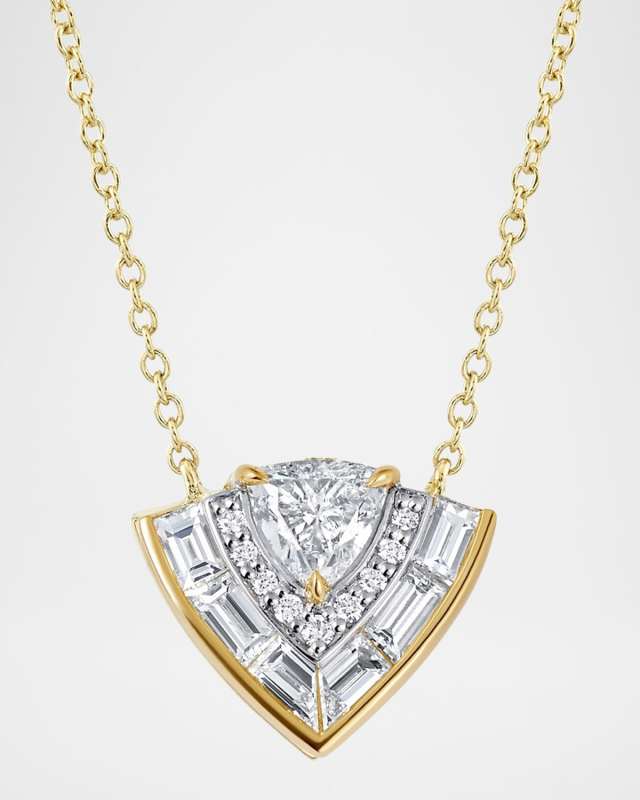 18K Yellow and White Gold Tiered Diamond Necklace, 16"L